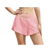 Mid Waisted Dolphin Athletic Shorts for Women Lightweight High Split Gym Workout Shorts with Liner Quick Dry,D Pink,(S-2XL)